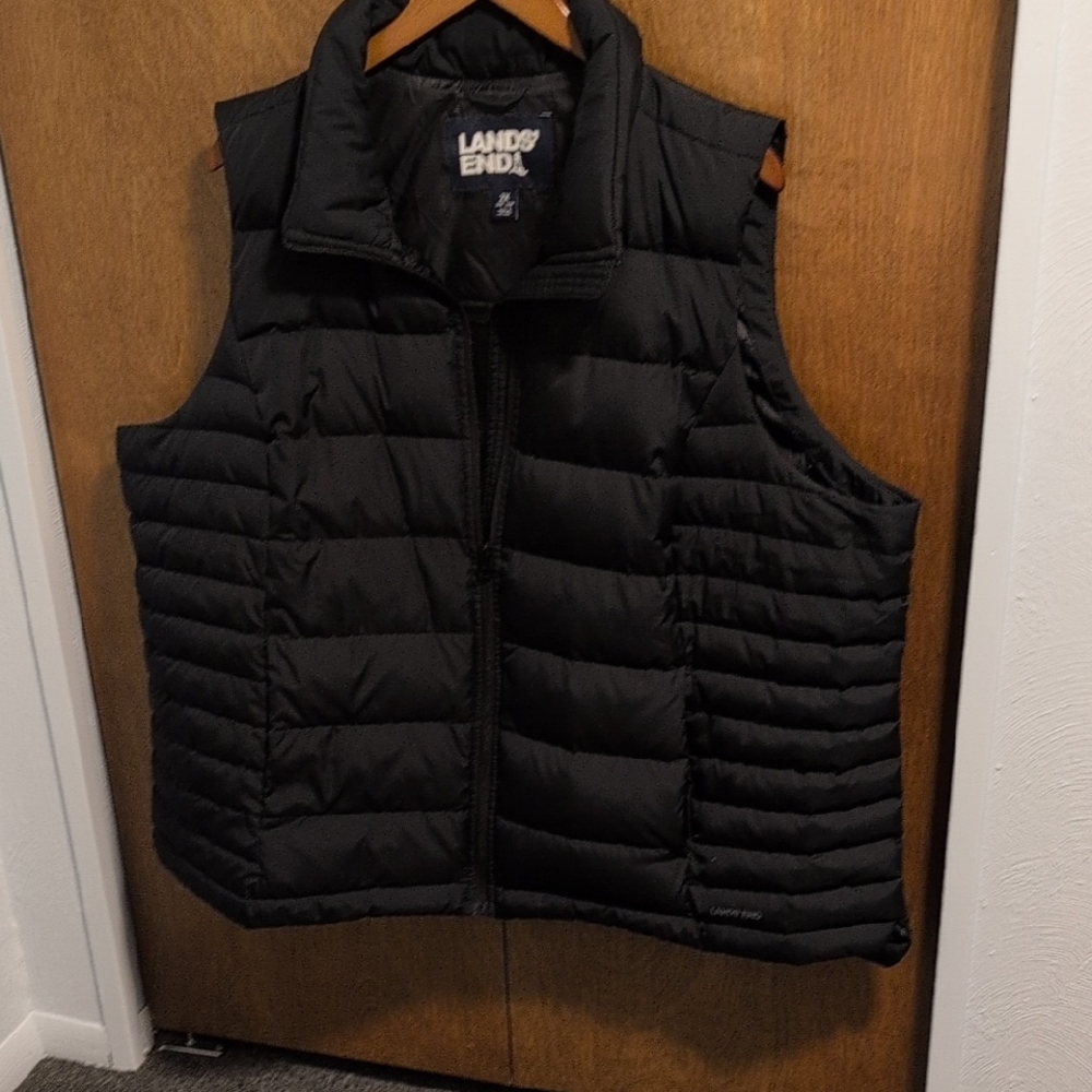 Lands' End Classic Black Quilted Vest